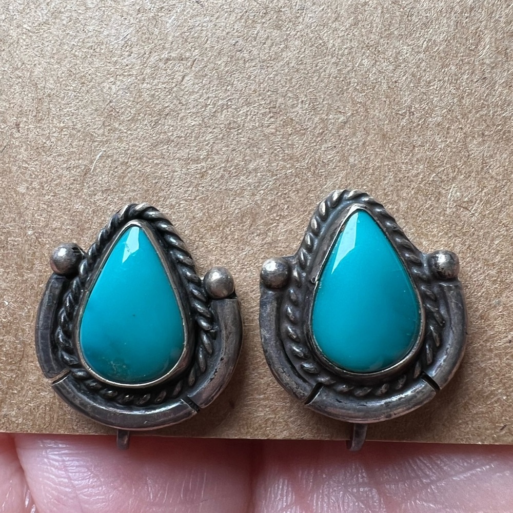 Turquoise Sterling Silver 925 Screw Earrings